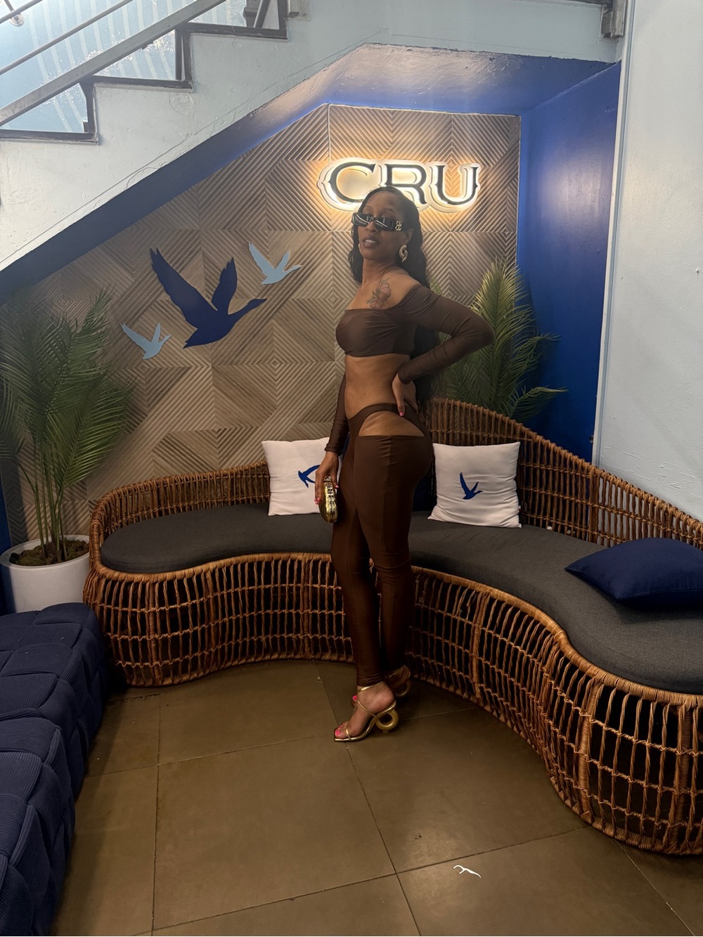 Fashion Nova Chocolate Brown Cutout Leggings & Top Set